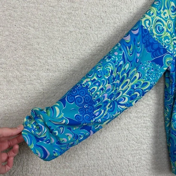 Lilly Pulitzer Jacket Womens M Blue Lagoon Lilly's Full Zip Weekender Hooded - Picture 3 of 14